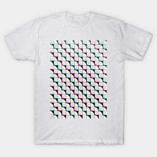 Blue and pink pattern drawing art T-Shirt